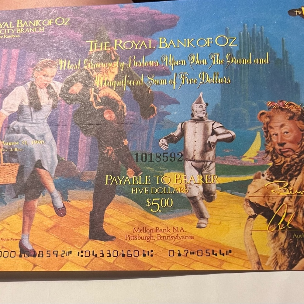 Wizard of Oz Rebate check